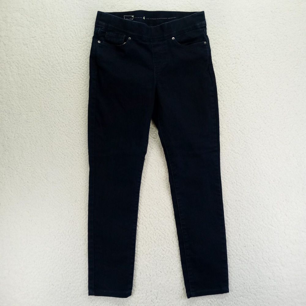 Levis Jeans Womens 4M (27x29* actual, tagged 27x32) Dark Stretch Tapered Pull On